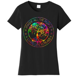 All The People Imagine Living Life In Peace Hippie Tie Dye Women's T-Shirt