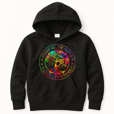 All The People Imagine Living Life In Peace Hippie Tie Dye Kids Hoodie