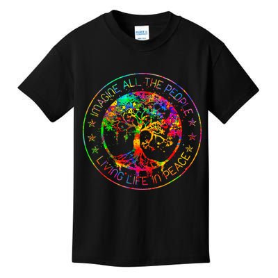 All The People Imagine Living Life In Peace Hippie Tie Dye Kids T-Shirt