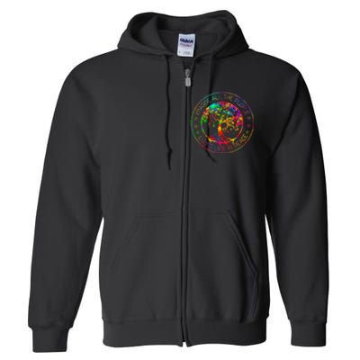 All The People Imagine Living Life In Peace Hippie Tie Dye Full Zip Hoodie