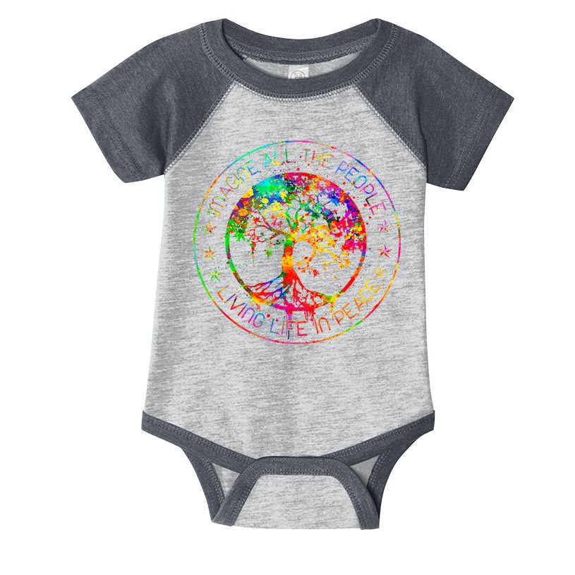 All The People Imagine Living Life In Peace Hippie Tie Dye Infant Baby Jersey Bodysuit
