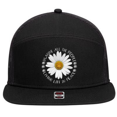 All The People Imagine Living Life In Peace Sunflower 7 Panel Mesh Trucker Snapback Hat