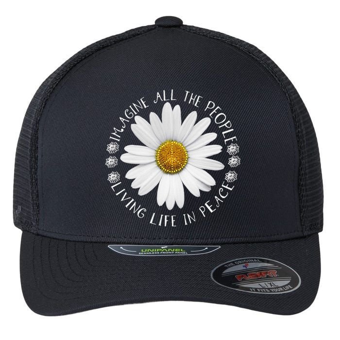 All The People Imagine Living Life In Peace Sunflower Flexfit Unipanel Trucker Cap