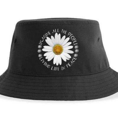 All The People Imagine Living Life In Peace Sunflower Sustainable Bucket Hat