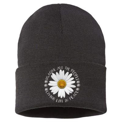 All The People Imagine Living Life In Peace Sunflower Sustainable Knit Beanie