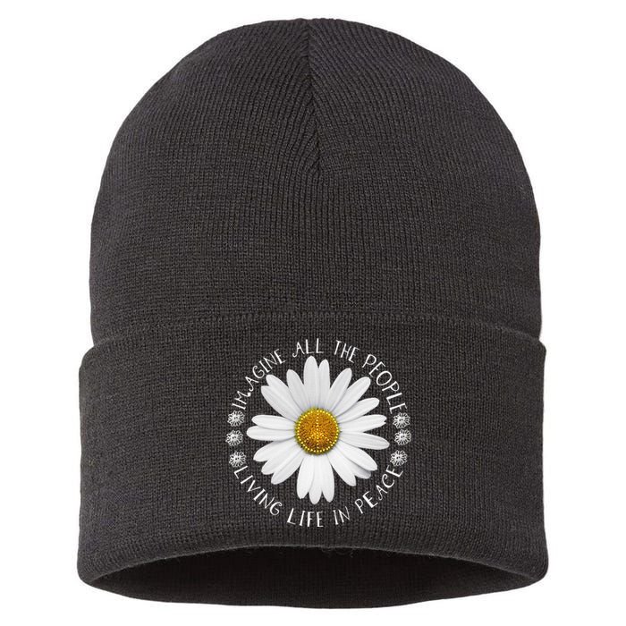 All The People Imagine Living Life In Peace Sunflower Sustainable Knit Beanie