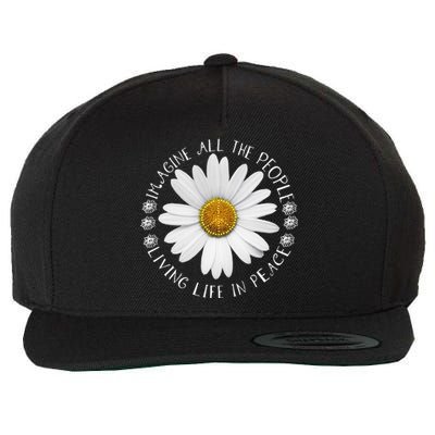 All The People Imagine Living Life In Peace Sunflower Wool Snapback Cap