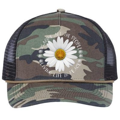 All The People Imagine Living Life In Peace Sunflower Retro Rope Trucker Hat Cap