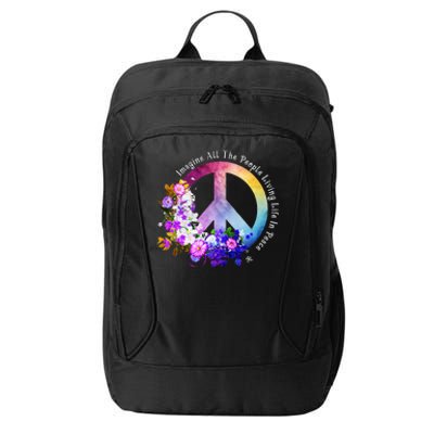 All The People Imagine Living Life In Peace Colorful Flowers City Backpack