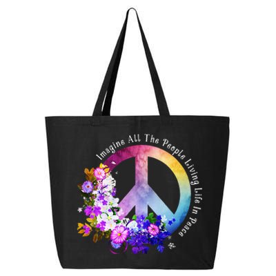 All The People Imagine Living Life In Peace Colorful Flowers 25L Jumbo Tote