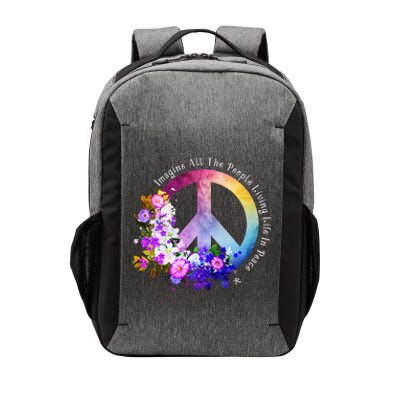 All The People Imagine Living Life In Peace Colorful Flowers Vector Backpack