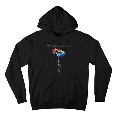 All The People Imagine Living Life In Peace Vintage Flower Hoodie