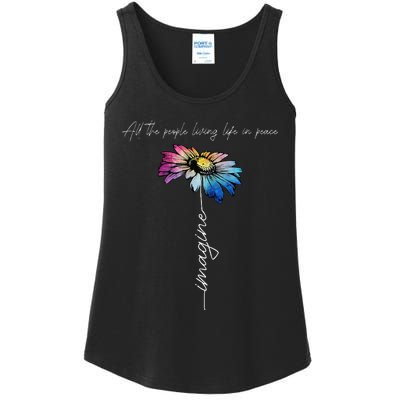 All The People Imagine Living Life In Peace Vintage Flower Ladies Essential Tank