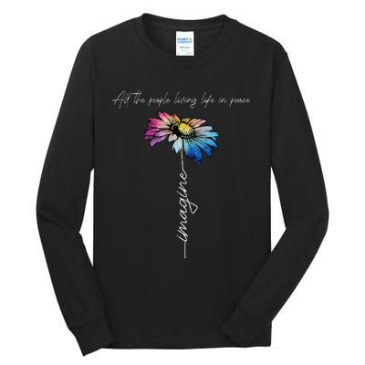 All The People Imagine Living Life In Peace Vintage Flower Tall Long Sleeve T-Shirt