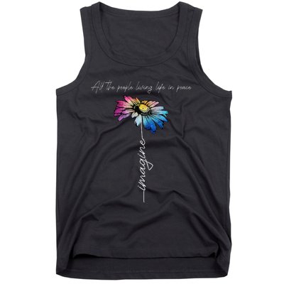 All The People Imagine Living Life In Peace Vintage Flower Tank Top