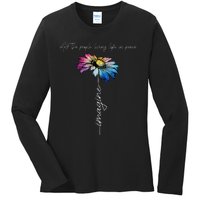 All The People Imagine Living Life In Peace Vintage Flower Ladies Long Sleeve Shirt