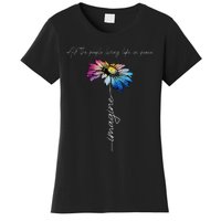 All The People Imagine Living Life In Peace Vintage Flower Women's T-Shirt