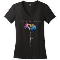 All The People Imagine Living Life In Peace Vintage Flower Women's V-Neck T-Shirt