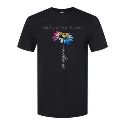 All The People Imagine Living Life In Peace Vintage Flower Softstyle CVC T-Shirt