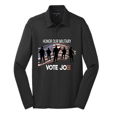 Anti Trump Pro Military Vote Joe Biden Honor Fallen Soldiers Gift Silk Touch Performance Long Sleeve Polo