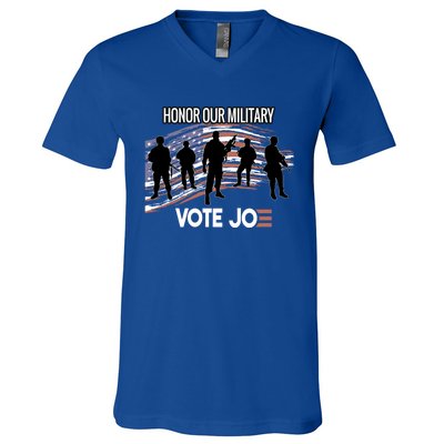 Anti Trump Pro Military Vote Joe Biden Honor Fallen Soldiers Gift V-Neck T-Shirt