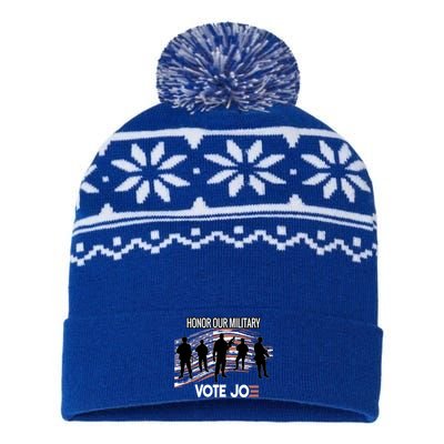 Anti Trump Pro Military Vote Joe Biden Honor Fallen Soldiers Gift USA-Made Snowflake Beanie