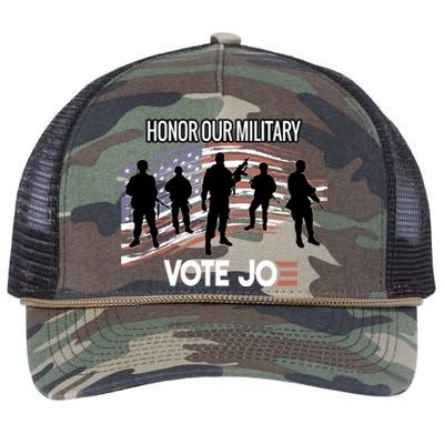 Anti Trump Pro Military Vote Joe Biden Honor Fallen Soldiers Gift Retro Rope Trucker Hat Cap