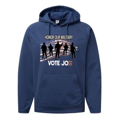 Anti Trump Pro Military Vote Joe Biden Honor Fallen Soldiers Gift Performance Fleece Hoodie