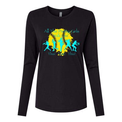 All The Pretty Walk Like This Softball Womens Cotton Relaxed Long Sleeve T-Shirt