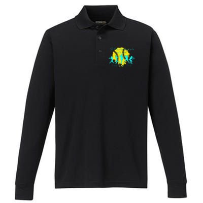 All The Pretty Walk Like This Softball Performance Long Sleeve Polo