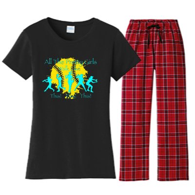 All The Pretty Walk Like This Softball Women's Flannel Pajama Set