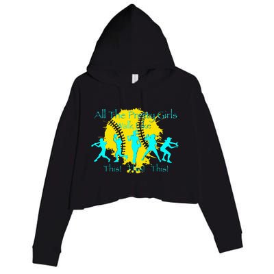 All The Pretty Walk Like This Softball Crop Fleece Hoodie