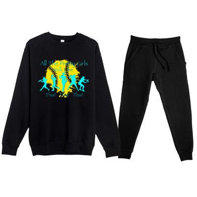 All The Pretty Walk Like This Softball Premium Crewneck Sweatsuit Set