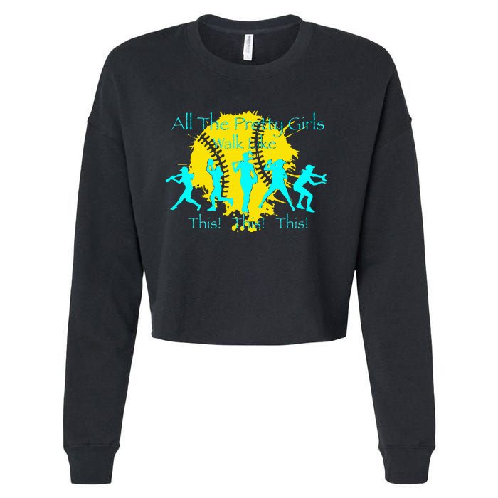 All The Pretty Walk Like This Softball Cropped Pullover Crew