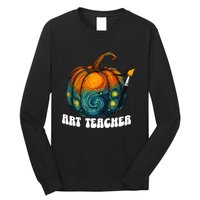 Art Teacher Pumpkin Halloween Starry Night Van Gogh Long Sleeve Shirt