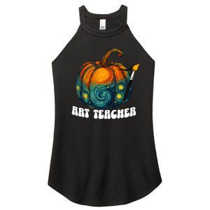 Art Teacher Pumpkin Halloween Starry Night Van Gogh Women's Perfect Tri Rocker Tank