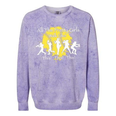 All The Pretty Walk Like This Softball Baseball Colorblast Crewneck Sweatshirt