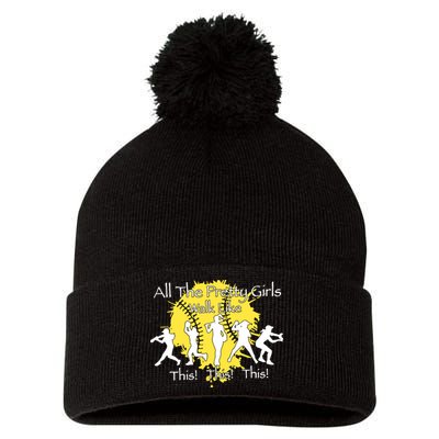 All The Pretty Walk Like This Softball Baseball Pom Pom 12in Knit Beanie