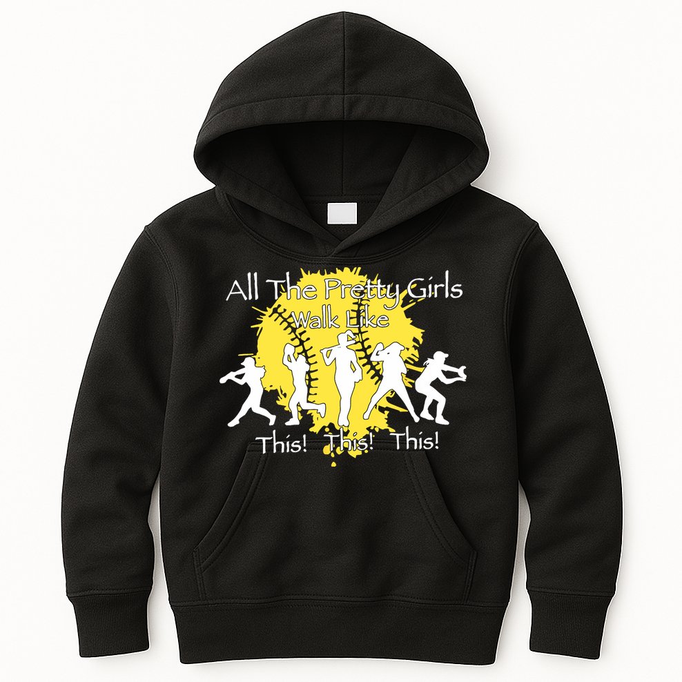 All The Pretty Walk Like This Softball Baseball Kids Hoodie