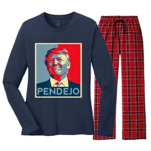 Anti Trump Pendejo Trump Usa American President Picture Women's Long Sleeve Flannel Pajama Set 