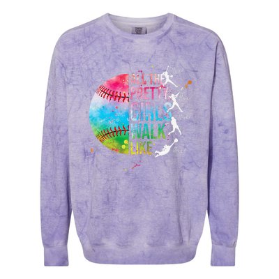 All The Pretty Walk Like This Funny Baseball Softball Colorblast Crewneck Sweatshirt