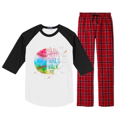 All The Pretty Walk Like This Funny Baseball Softball Raglan Sleeve Pajama Set