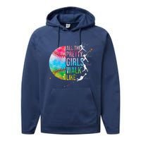 All The Pretty Walk Like This Funny Baseball Softball Performance Fleece Hoodie