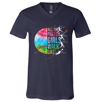 All The Pretty Walk Like This Funny Baseball Softball V-Neck T-Shirt