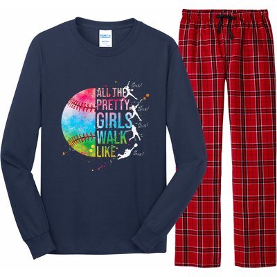 All The Pretty Walk Like This Funny Baseball Softball Long Sleeve Pajama Set