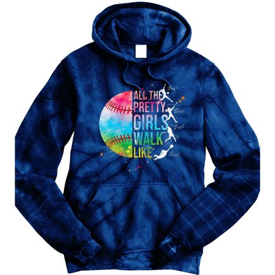 All The Pretty Walk Like This Funny Baseball Softball Tie Dye Hoodie