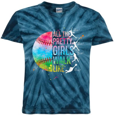 All The Pretty Walk Like This Funny Baseball Softball Kids Tie-Dye T-Shirt