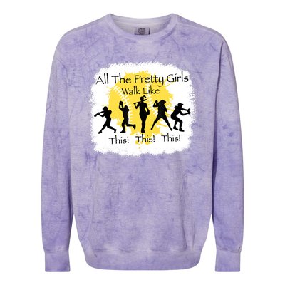 All The Pretty Girl Walk Like This Funny Baseball Girl Colorblast Crewneck Sweatshirt