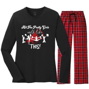 All The Pretty Girls Walk Like This Cheer Women's Long Sleeve Flannel Pajama Set 