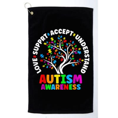 Autism Tree Puzzle tee Love Accept Support Autism Awareness Platinum Collection Golf Towel